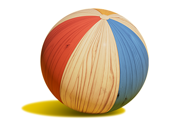Wooden multi-colored beach ball
