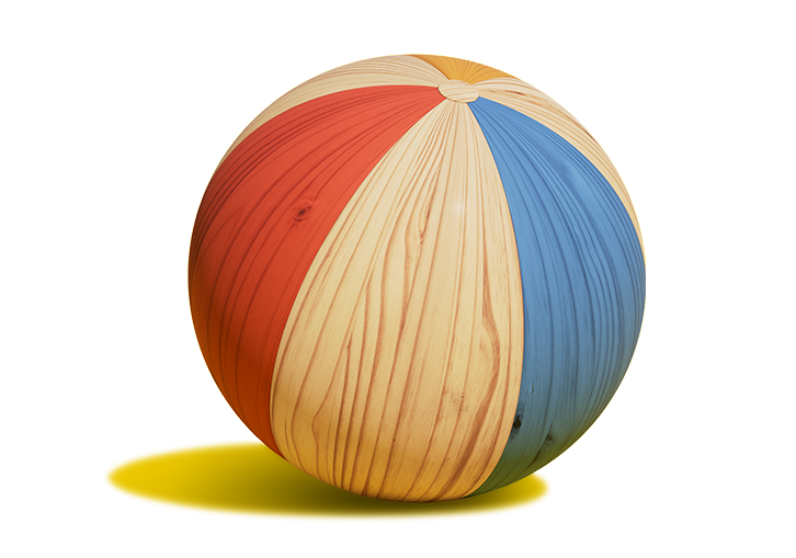 Wooden multi-colored beach ball